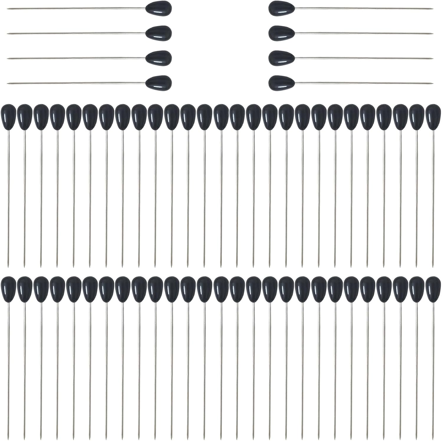 80Pcs Corsage Boutonniere Pins, Black Wedding Bouquet Pins Teardrop Pearl Corsage Pins 2.2-inch Boutonniere Flower Pin Straight Floral Pin for Wedding Bouquet Flower Decor Sewing Craft, SATONBEYI