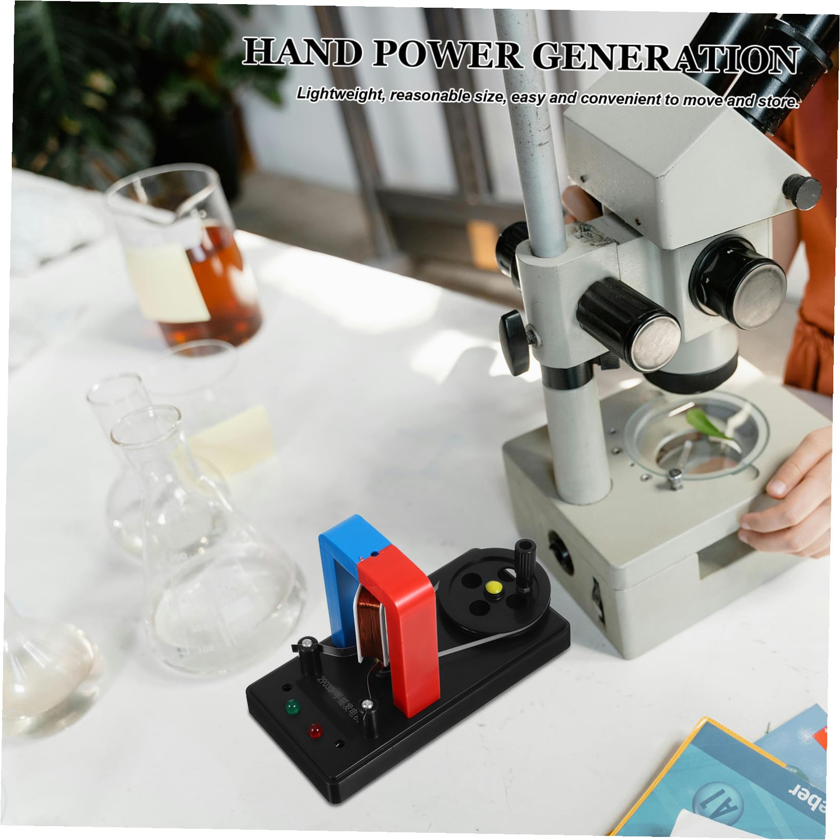 Generador de Manivela Manual para Ciencias Físicas, Negro