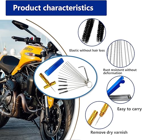 Miniatura 3 de Juego de 13 cables de limpieza de acero inoxidable + 10 agujas de limpieza + 5 cepillos de nailon + 1 llave de mariposa + 1 púa afilada, kit de