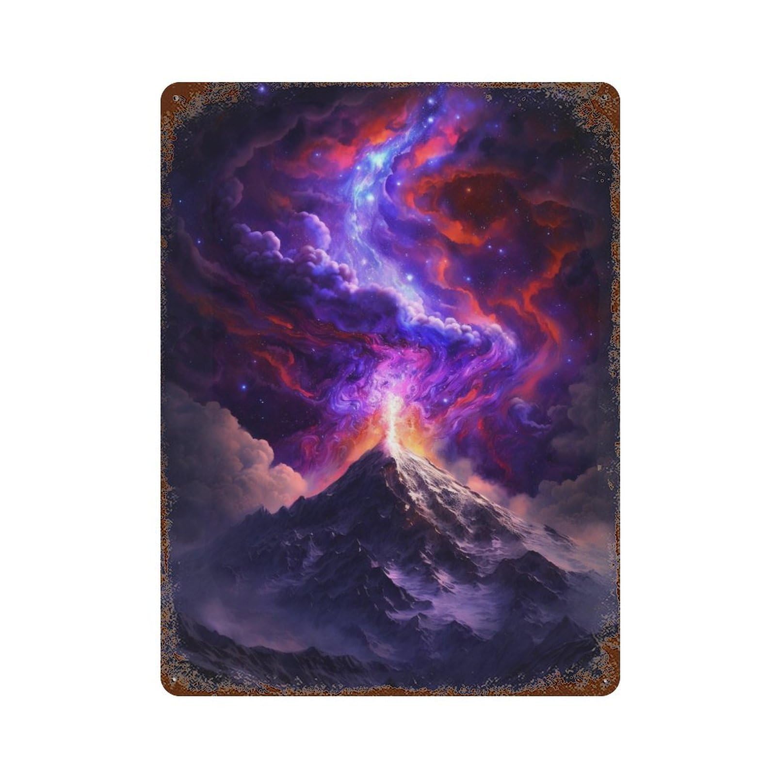 Volcanic Nebula Sky Retro Metal Sign 15.7"x11.8", Old School Wall Decor for Garage, Bar And Workshop Decor