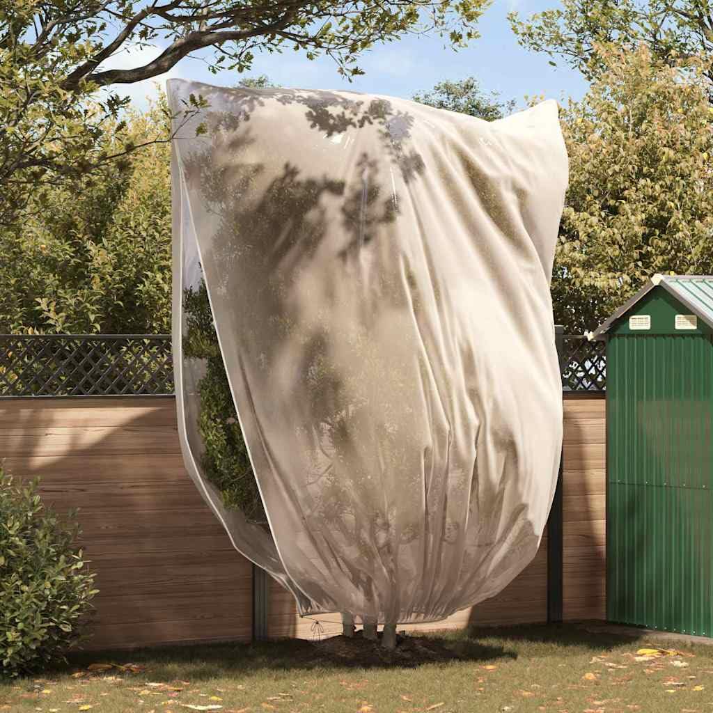 Protezione invernale per piante, tessuto non tessuto, beige, 3,5 x 2,5 m, con cerniera e coulisse, accessorio per la cura del giardino, per aiuola, balcone, terrazza, protezione e crescita di