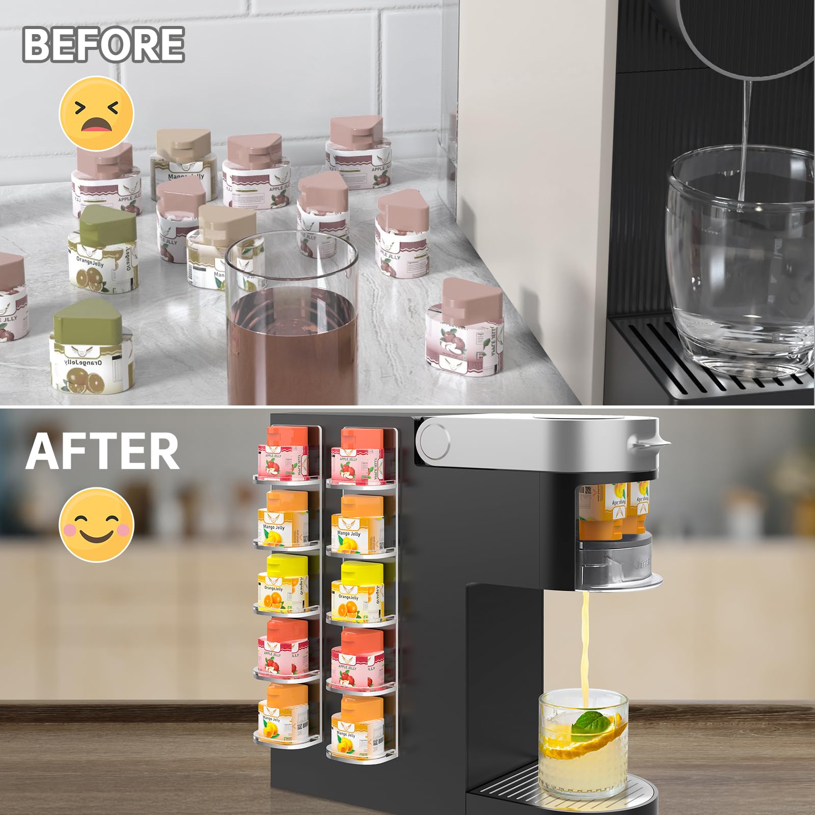 NiHome 2PCS Clear Acrylic Pod Holders Compatible with Ninja Thirsti Drops, Durable Thick Acrylic Wall or Machine Mounted Storage Racks with Nano Adhesive, Space-Saving Design Easy Flavor Organization