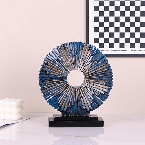 Miniatura 5 de Escultura azul para decoración del hogar, decoración estética para armario de cocina, decoración de sala de estar, medallón de estatua redonda,