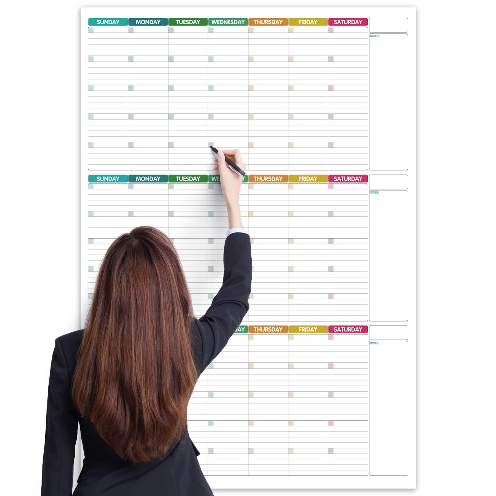 Großer Wandkalender – undatierter 3-Monats-Wandkalender, 38,1 x 29,2 cm, Premium-Papier