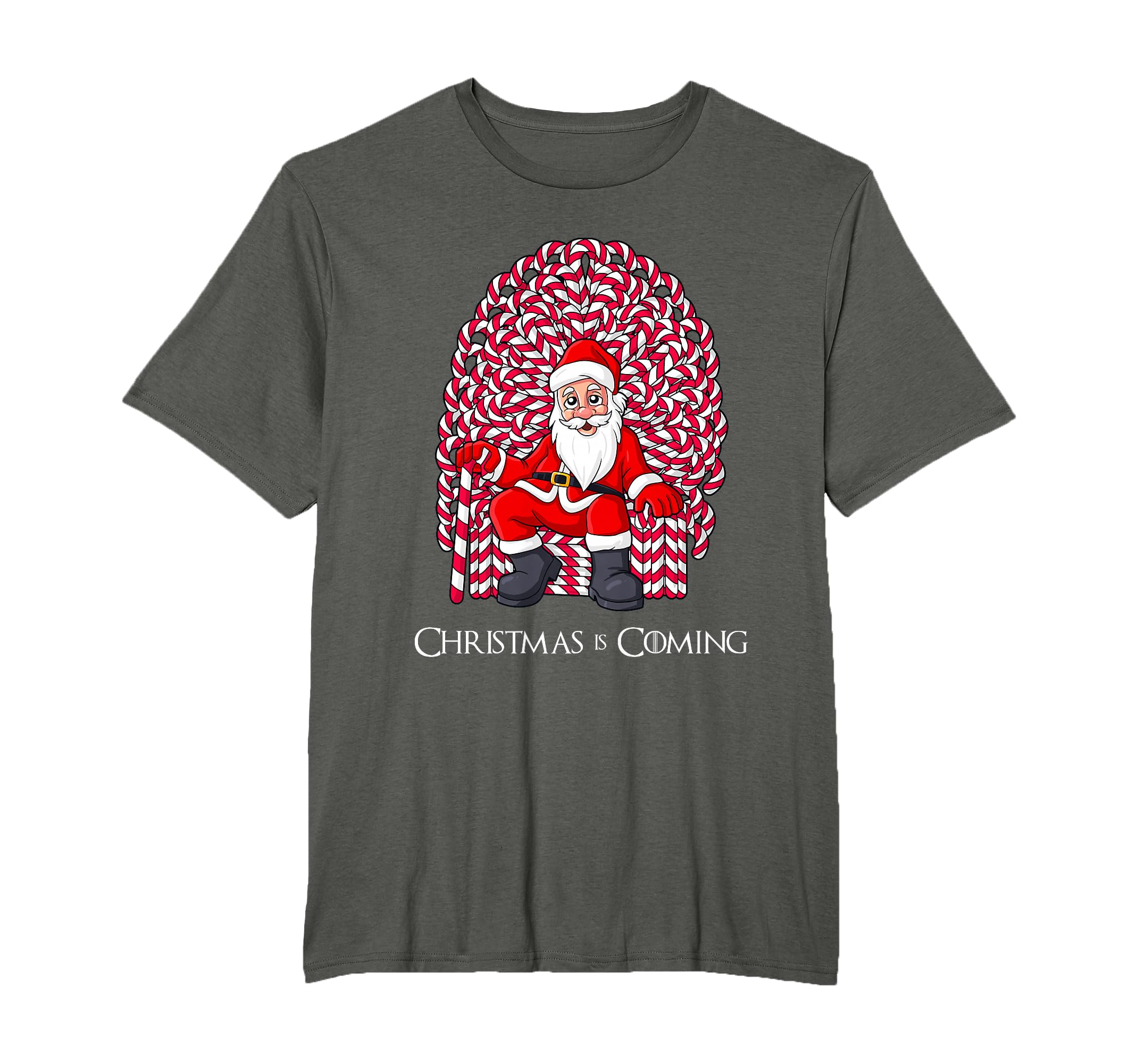 Santa Claus Candy Cane Throne Christmas Boys Girls Kids T-Shirt