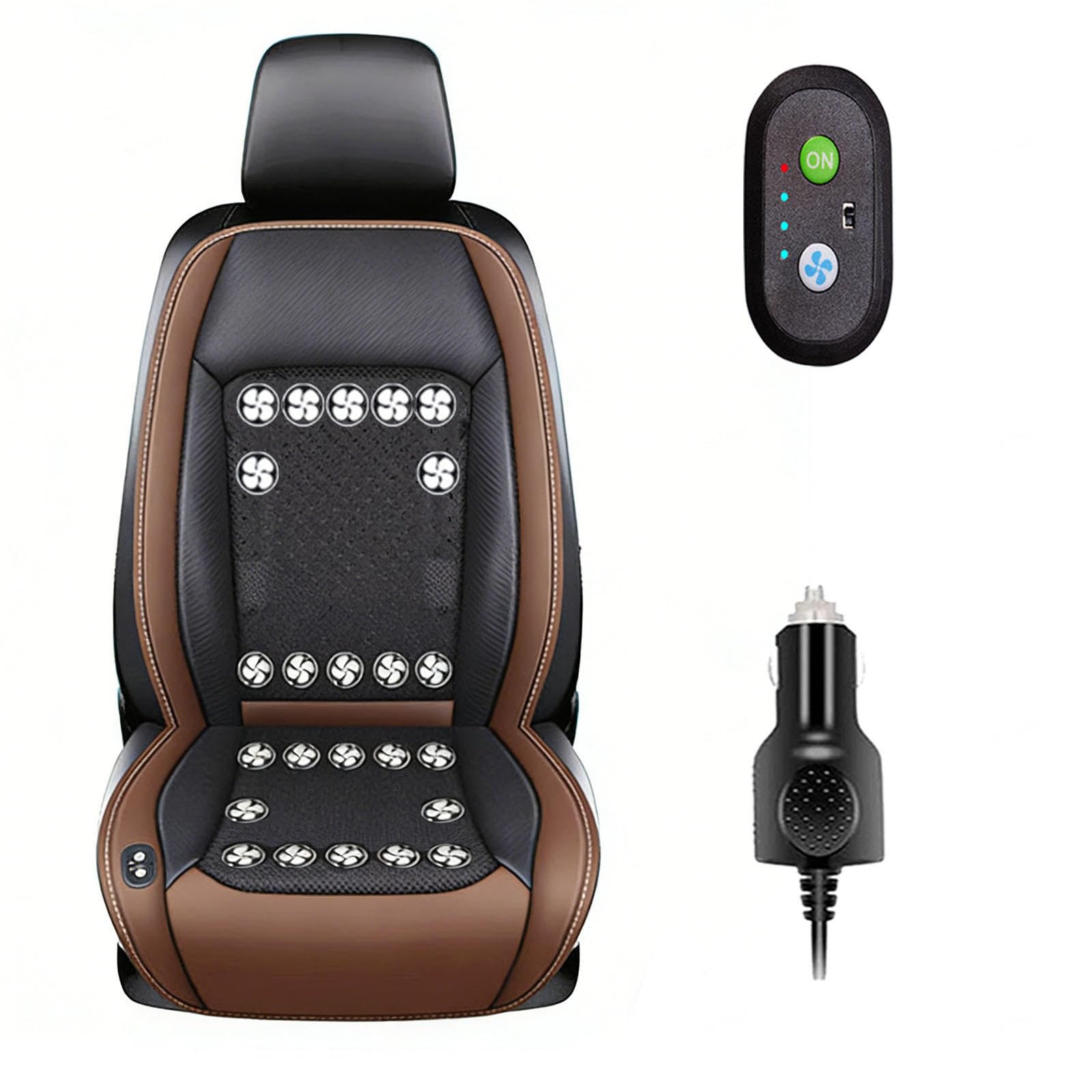 LRF-yxkj Ventilated Car Seat Cover 12V-24V 3 Cooling Air Speeds Car Seat Covers for Ventilated Seats for Car Suv Truck Universal Fit,Brown-12V24Fan