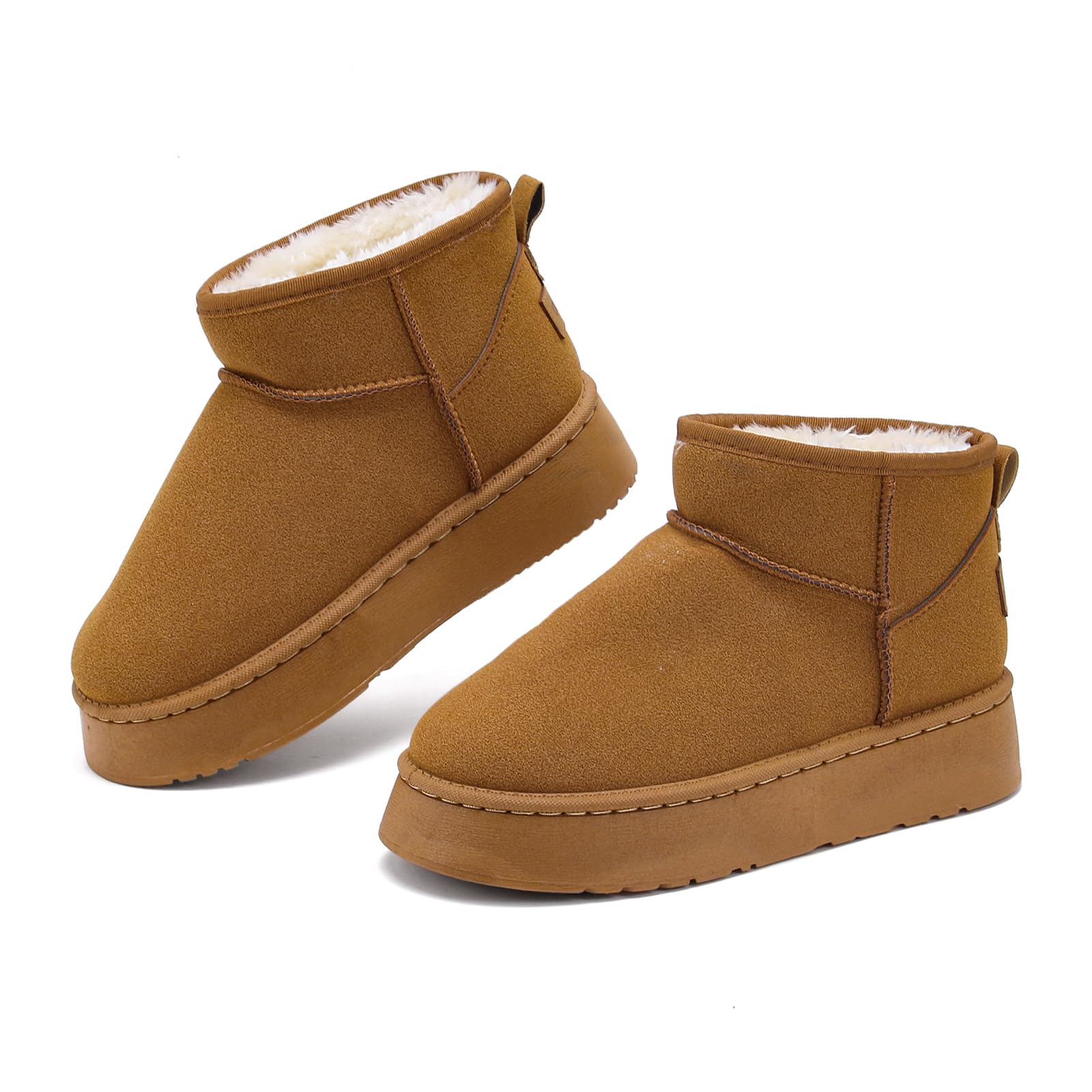 Jesindr Stivali Da Neve Donna, Invernali Caldo Comode Leggeri e Antiscivolo con Foderato Pelliccia Scarpe, Breve Doposci Stivaletti Scarponcini Scarpe Stivali per Esterni