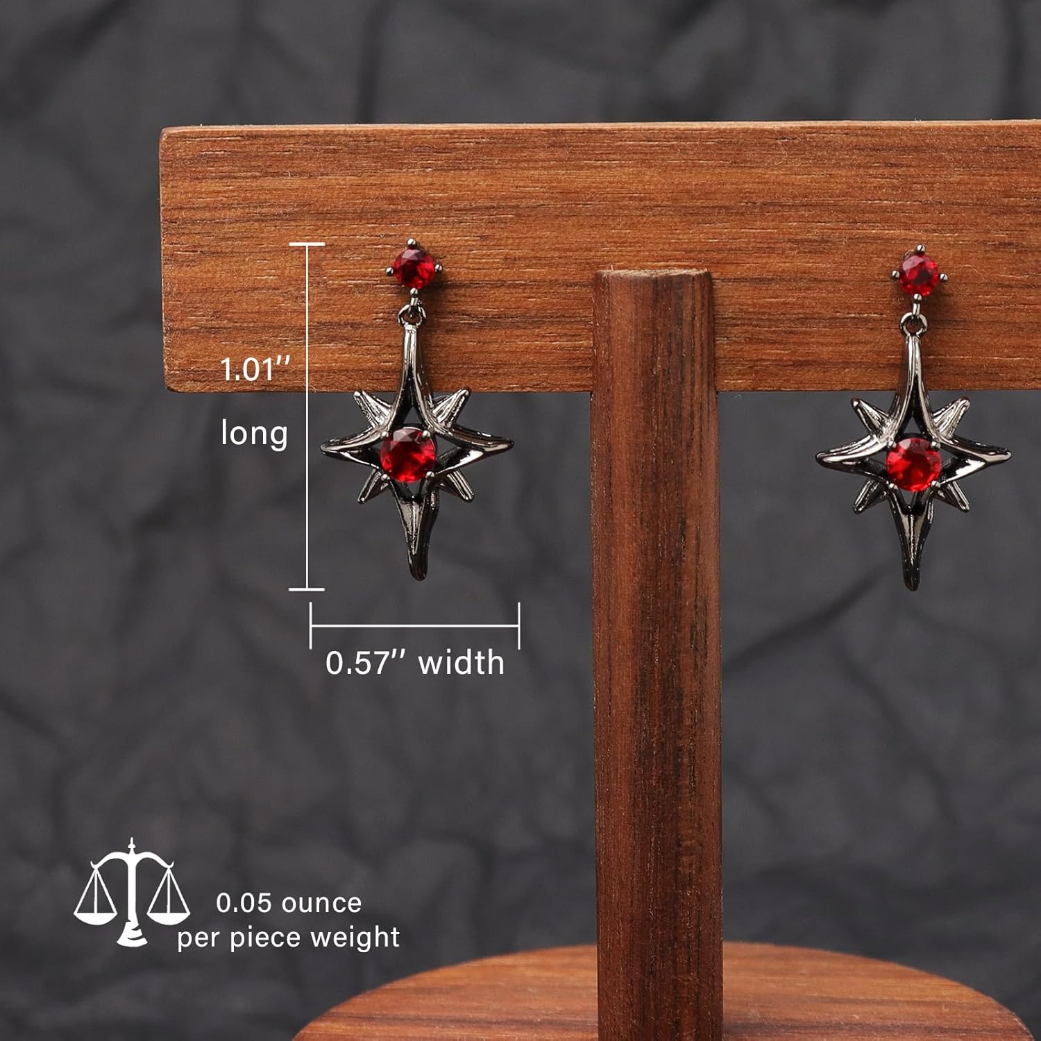 Gothic Dangle Drop Stud Earring for Woman Man, Vintage Punk Red Ruby Rhinestone Crystal Dangling Goth Earing Prom Accessories Fashion Jewelry Gifts - Image 3
