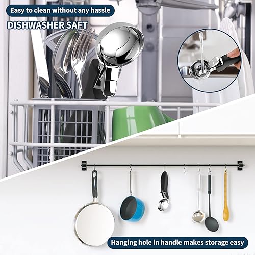 Miniatura 5 de OTVAFAVA Cuchara de helado, cuchara grande para galletas con mango ergonómico de agarre suave, cuchara multifuncional resistente para hornear, para