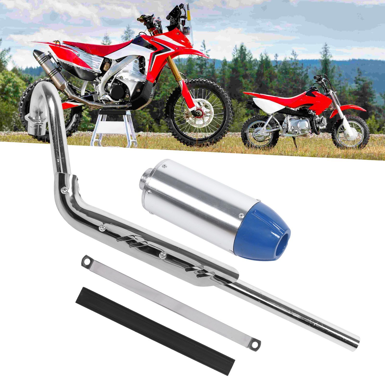 Motorrad-Auspuffanlage Rohrschalldämpfer, Verbesserte Gasannahme, Mehr Leistung mit Alu-Hecktank, Passend für XR50 CRF50 Dirt Pit Bikes