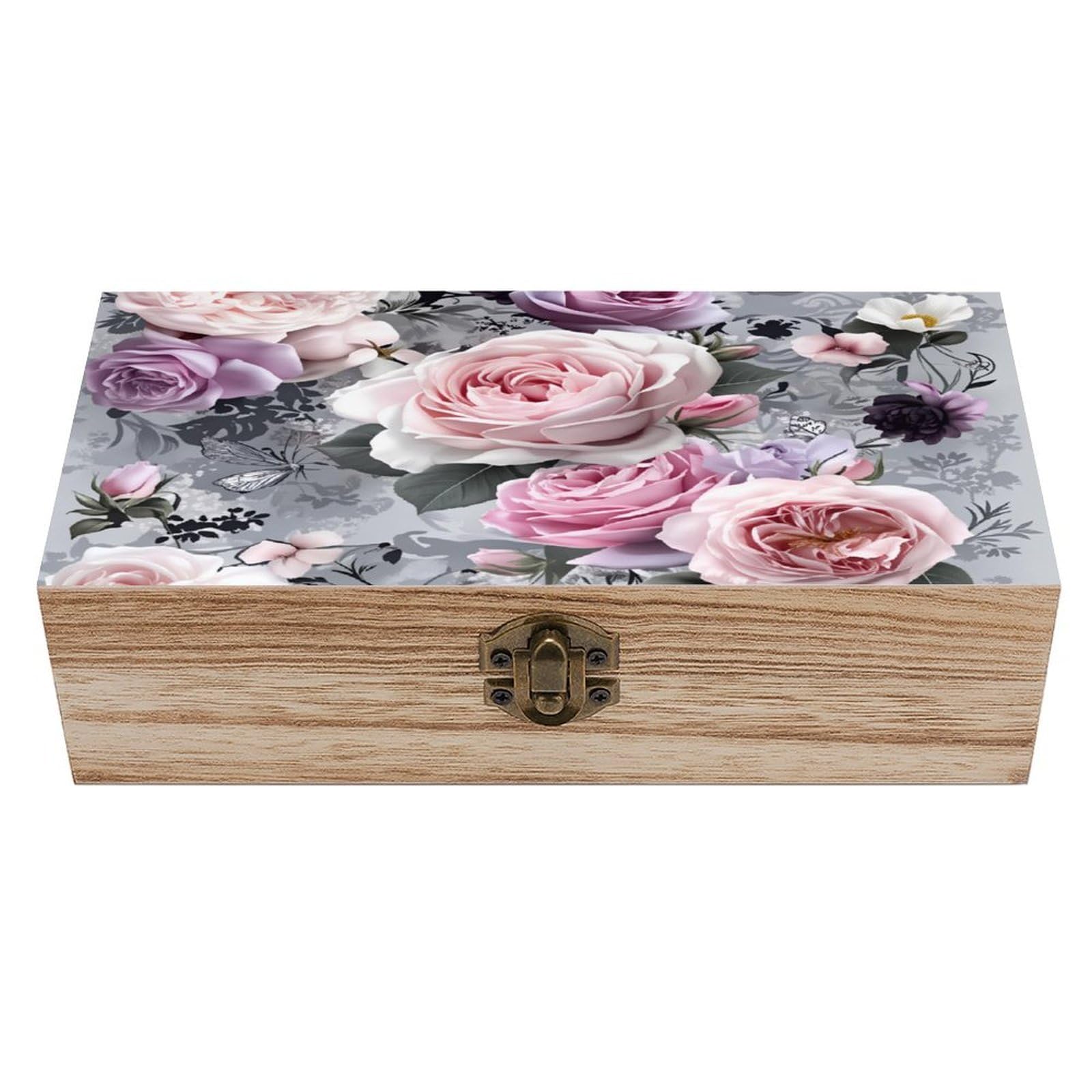 asbwuo Rose Vintage Wooden Keepsake Box