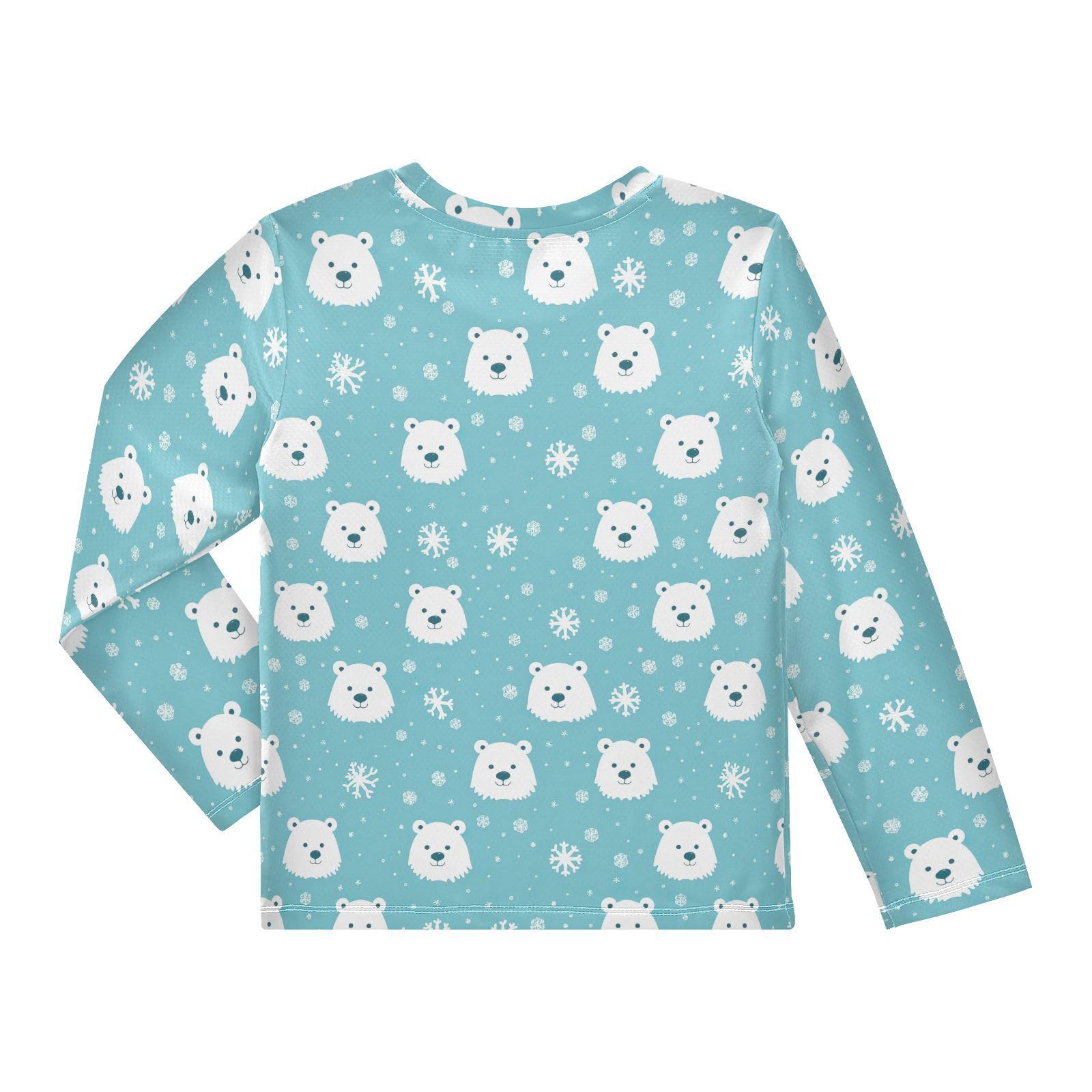 Cartoon Polar Bear Pattern Boys Rash Guard Swim Shirts Long Sleeve UPF 50+ Quick Dry Sun Protection Shirt Swimwear Surf Tops for Toddler Kid Girl Fishing Swimming Outdoor 4T Multicolor
