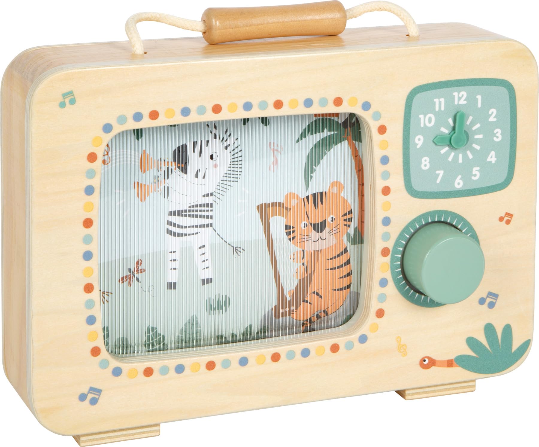 small foot Television Music Box 'Safari', FSC® 100% certified wood, rotating panoramic images, for ages 24+ mths, 12735