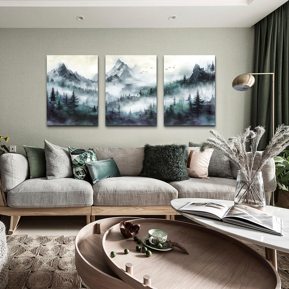 Wandbild „Nebelwald“ Auf Leinwand, 50x100 Cm, Fertig Gerahmt & Zum Aufhängen – Moderne Deko Für Wohnzimmer & Büro