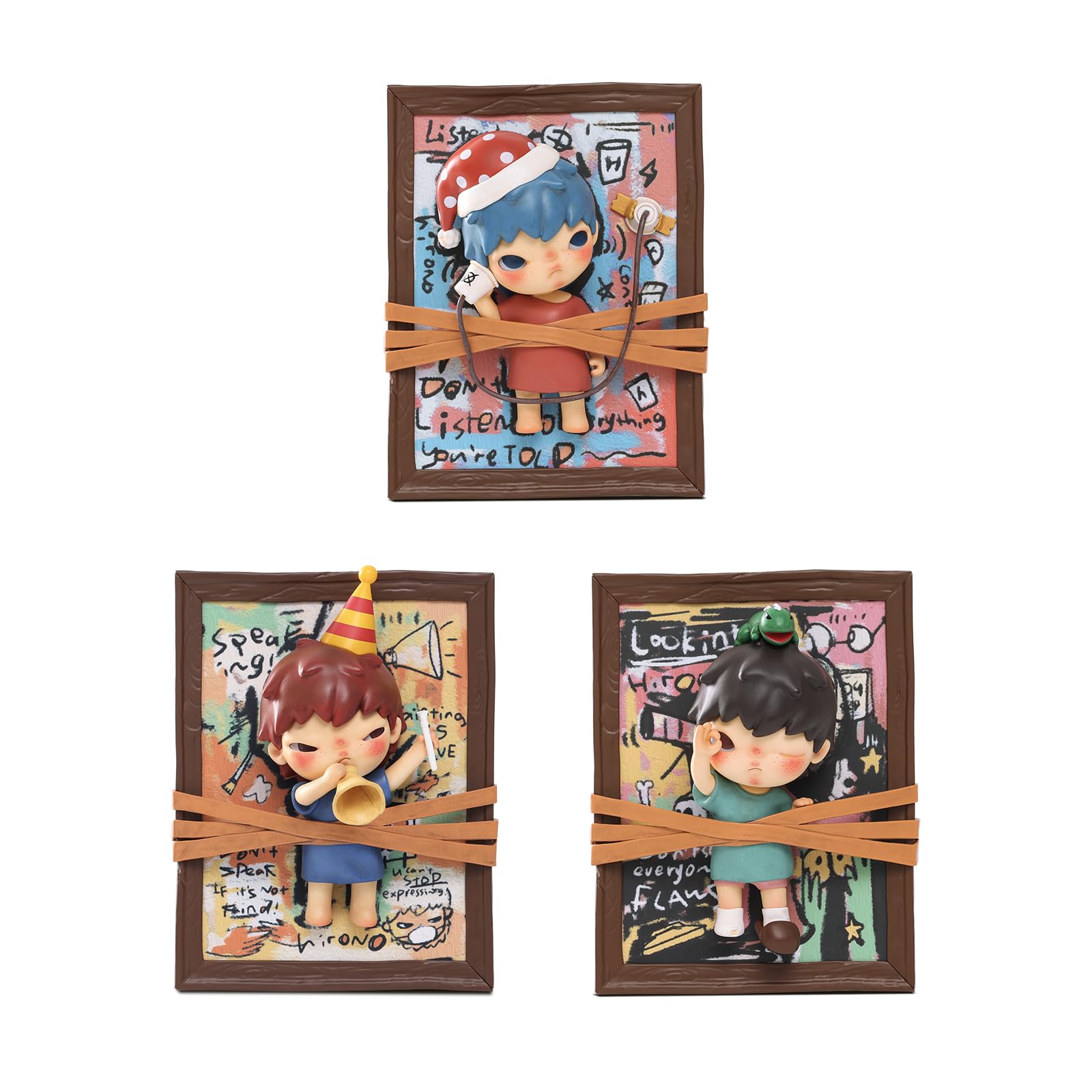 Amazon.com: POP MART Hirono Listening Saying Seeing Figurines Set