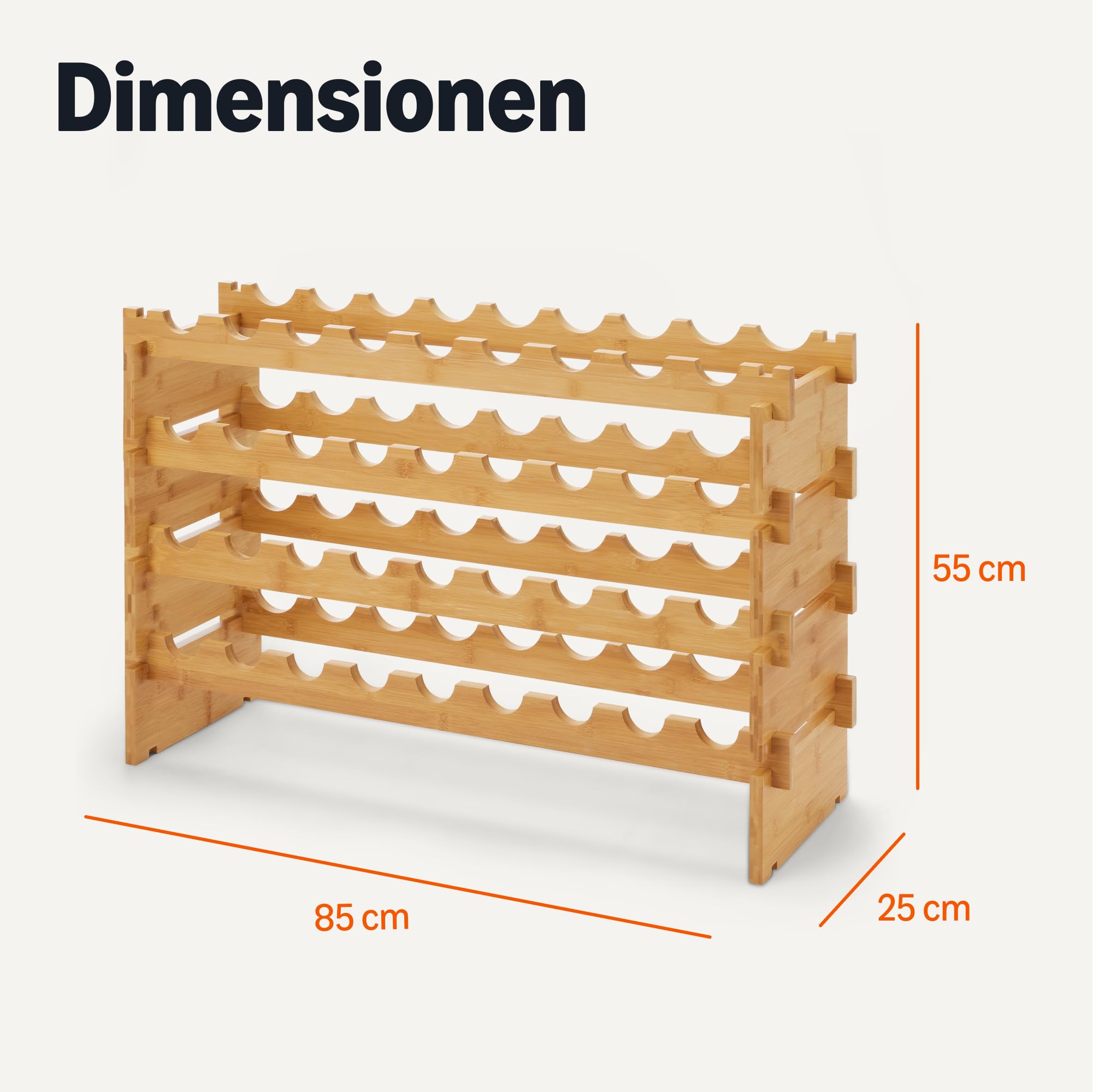 Amazon Basics – Stapelbares Weinregal aus Bambus, Kapazität für 36 Flaschen, Natürlich