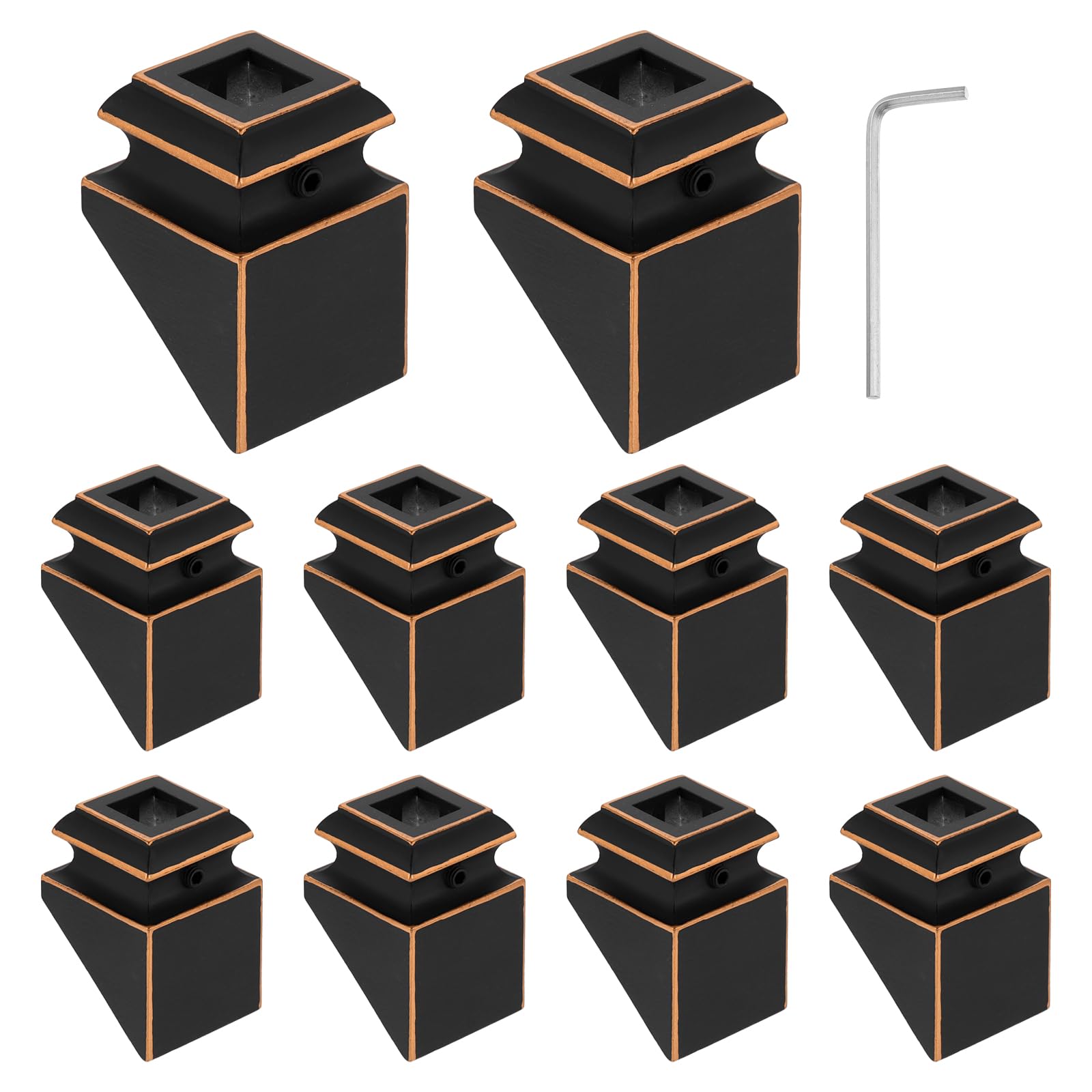 DTGN 10 Pcs Stair Slant Shoes for 1/2" Square Baluster, Black&Gold