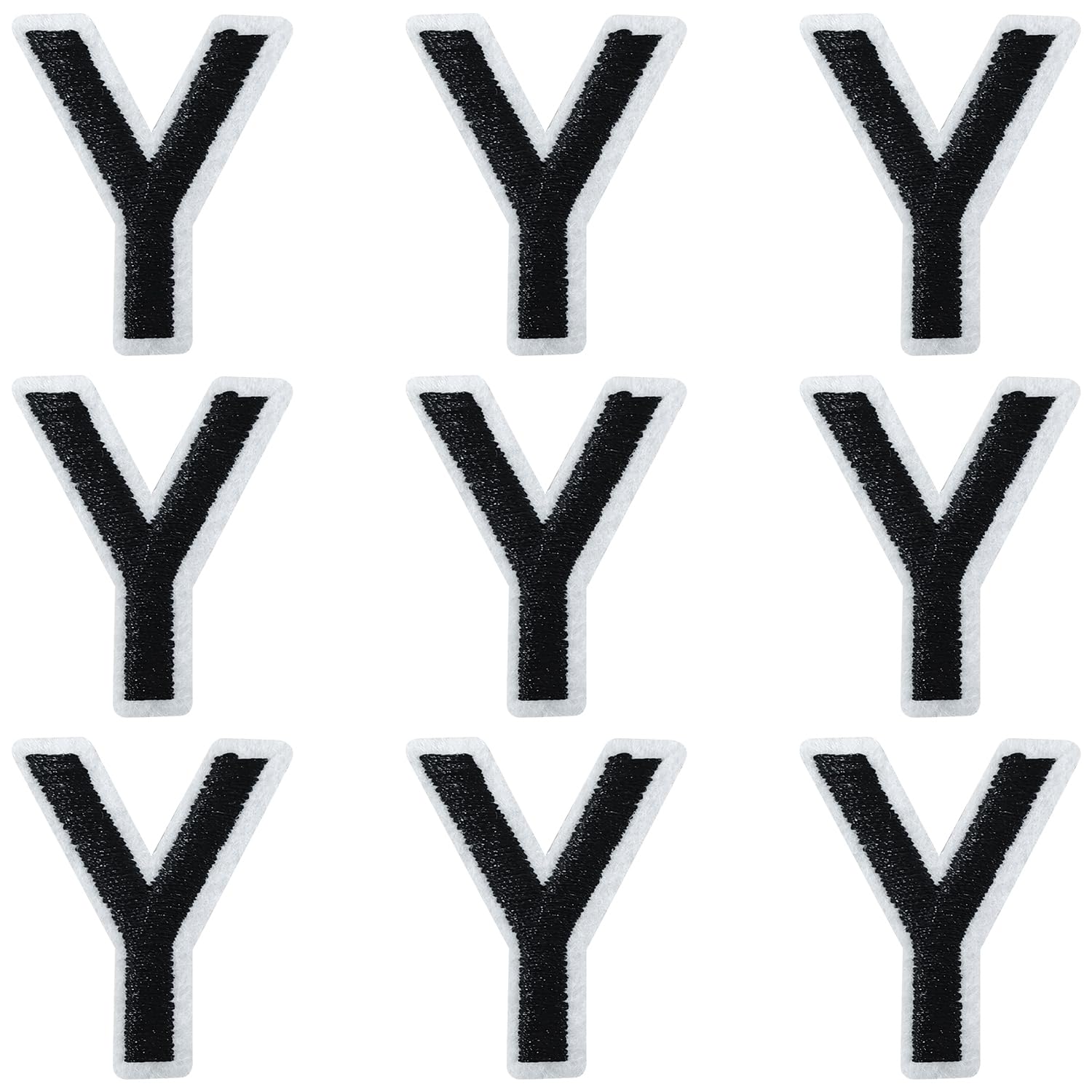IANZE 9PCS Iron on Letter Patches, Black Letter Y Patches Embroidered Letter Patch for Clothing, Jeans, Hats, T-Shirts, Backpacks, Etc. (Black-Y)