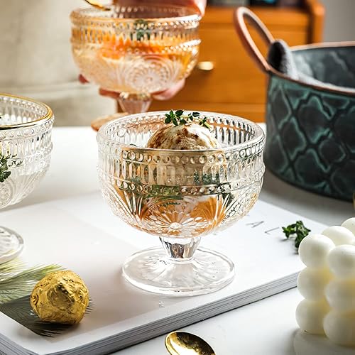 Miniatura 4 de Kingrol Paquete de 6 cuencos de postre de vidrio, mini cuencos de 10 onzas, cuencos de vidrio para servir helado, frutas, pudín, aperitivos,