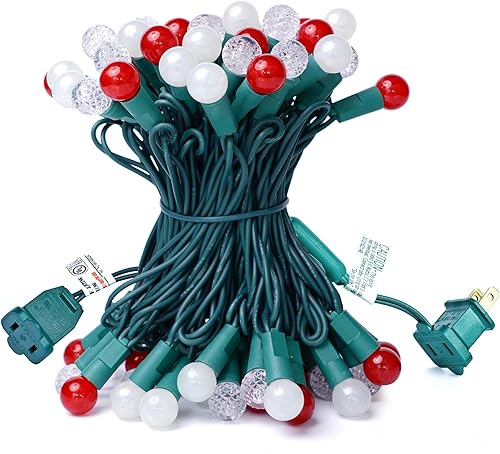 BOHON Tira de luces LED para exteriores de 19 pies, 70 luces LED de Navidad, multicolor, certificación UL, con bombillas de vidrio perlado para