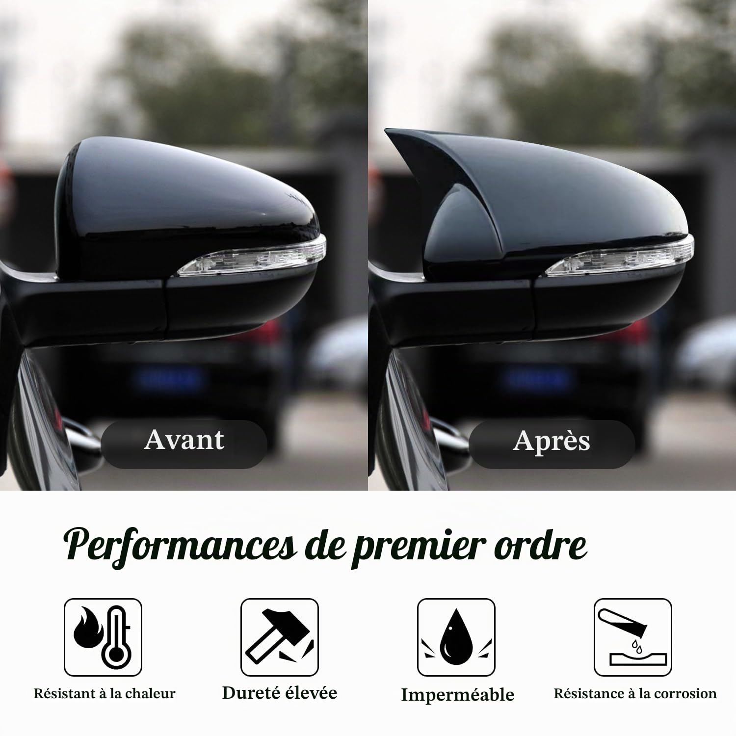 Coques de Rétroviseurs pour Voiture, Porte Latérale Aile Rétroviseur ABS Compatible avec Golf 6 MK6 GTD R Base 2009-2011 GTI R20,5K1 1.2 TSI TDI etc. Noir brillant, 1 Paire