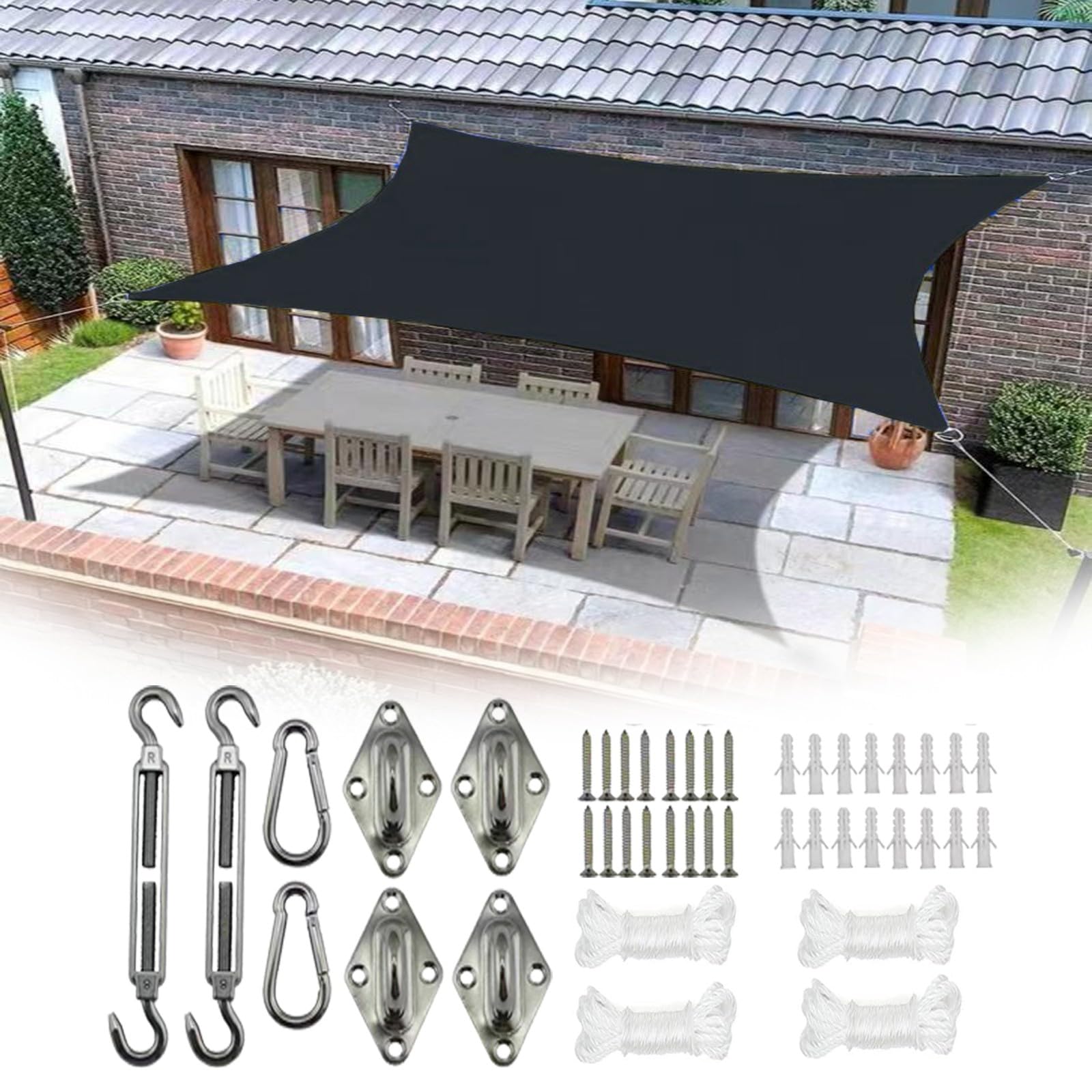 Voile d'ombrage imperméable 6x6m toile de protection UV pour jardin