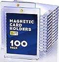 100ct Magnetic Card Holder, 35pt One Touch Card Holder, U-V Protectors Hard Plastic for Trading Cards, Magnet Case, Sports, Game, Football, Baseball