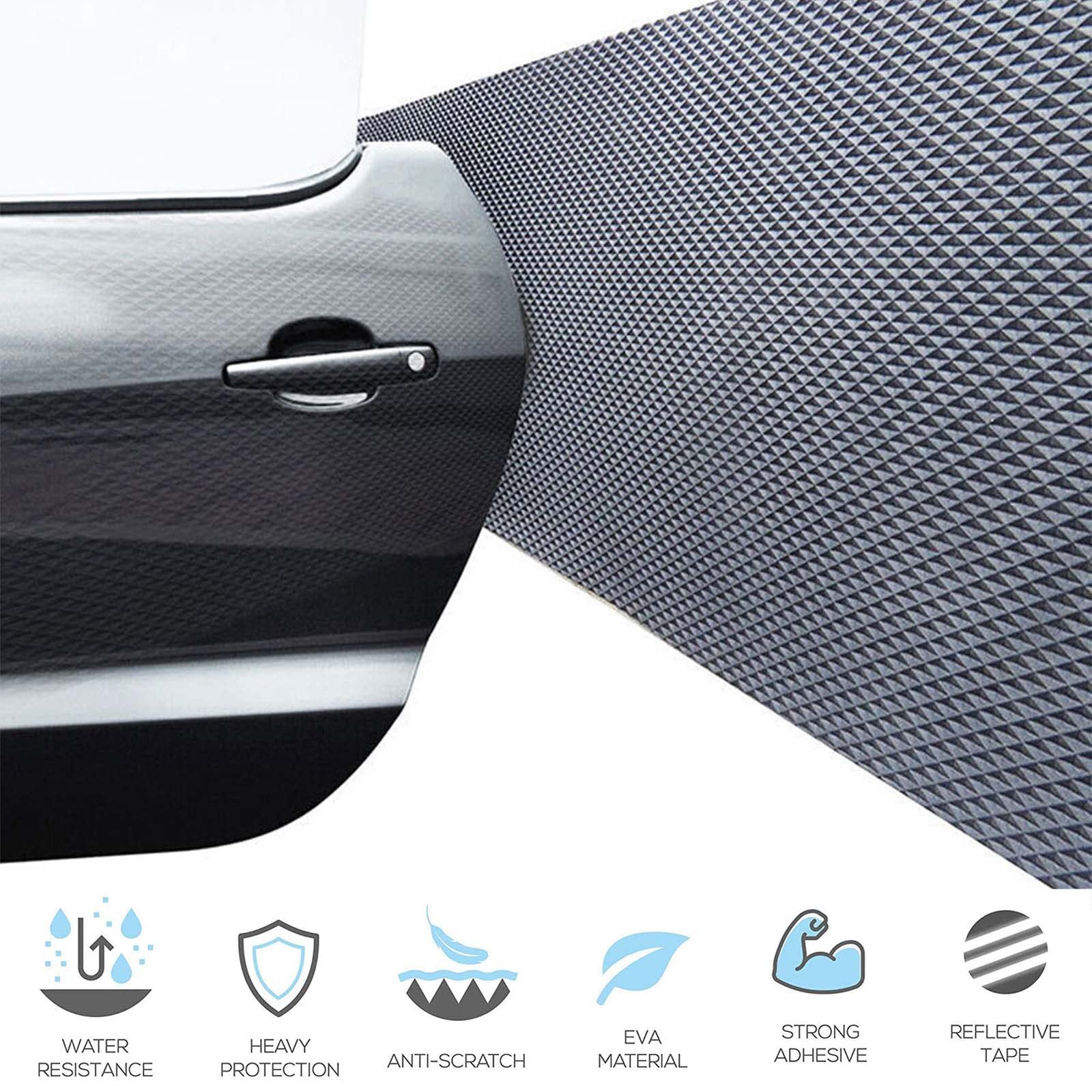 2 rollos de protector de estacionamiento de espuma antiarascado y Autoadhesivo de puerta súper gruesa de 2 metros es compatible con la pared de garaje gruesa de 6,5 mm (negro)
