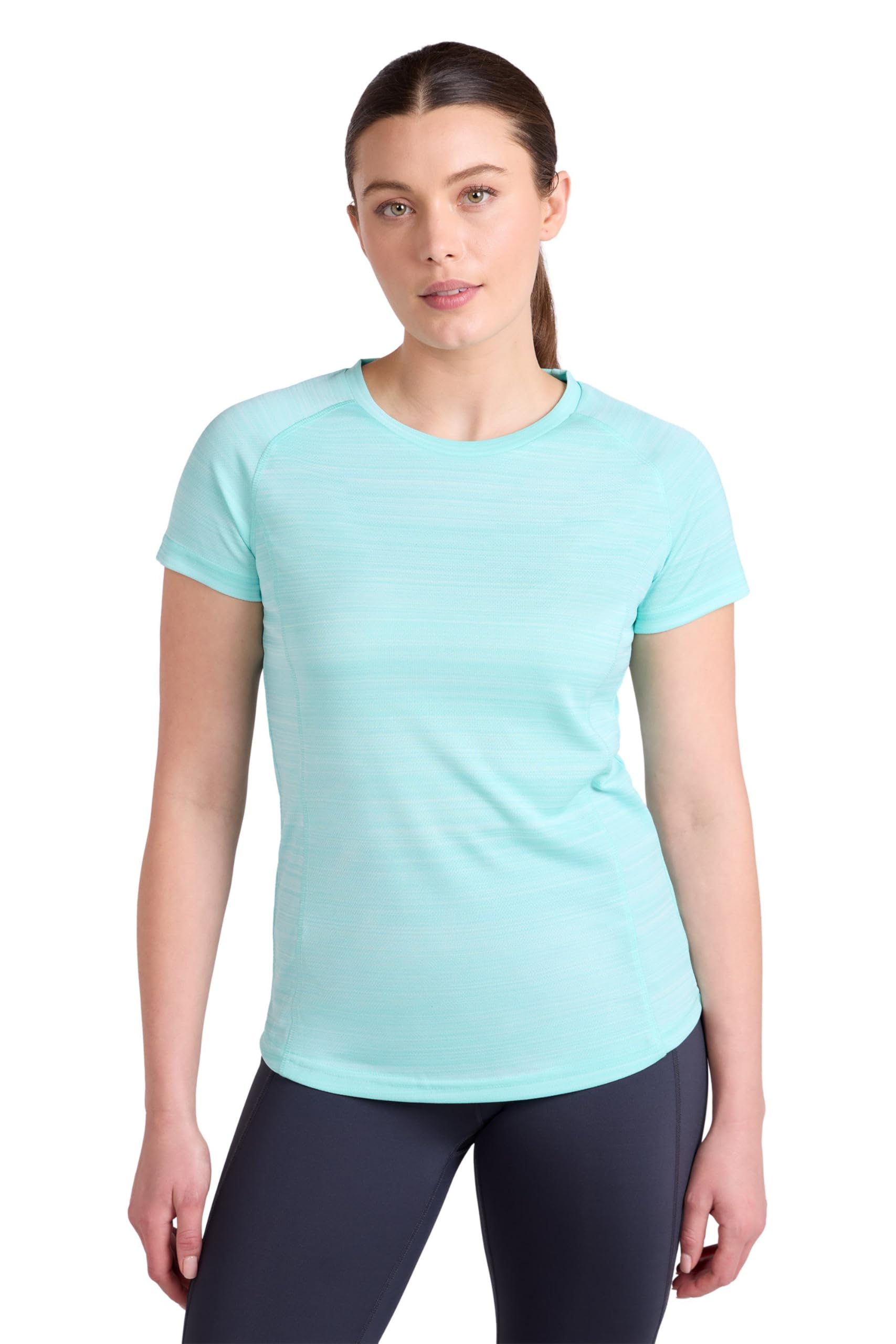 Mountain Warehouse Women's 'Endurance' Striped Short Sleeve T-Shirt Quick Dry Lightweight T-Shirt in Mint | Size: 18