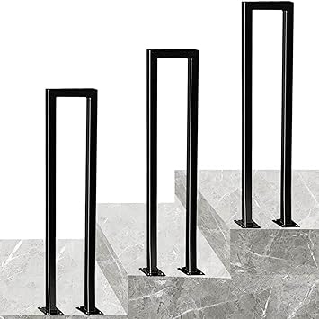 Handrail Entrance Temporary Handrail U Shape Stair Handrail Black Metal Forged Iron Handrail Kit Stair Railing Picket for Indoor Loft Villa Corridor Size 60cm/23.6in