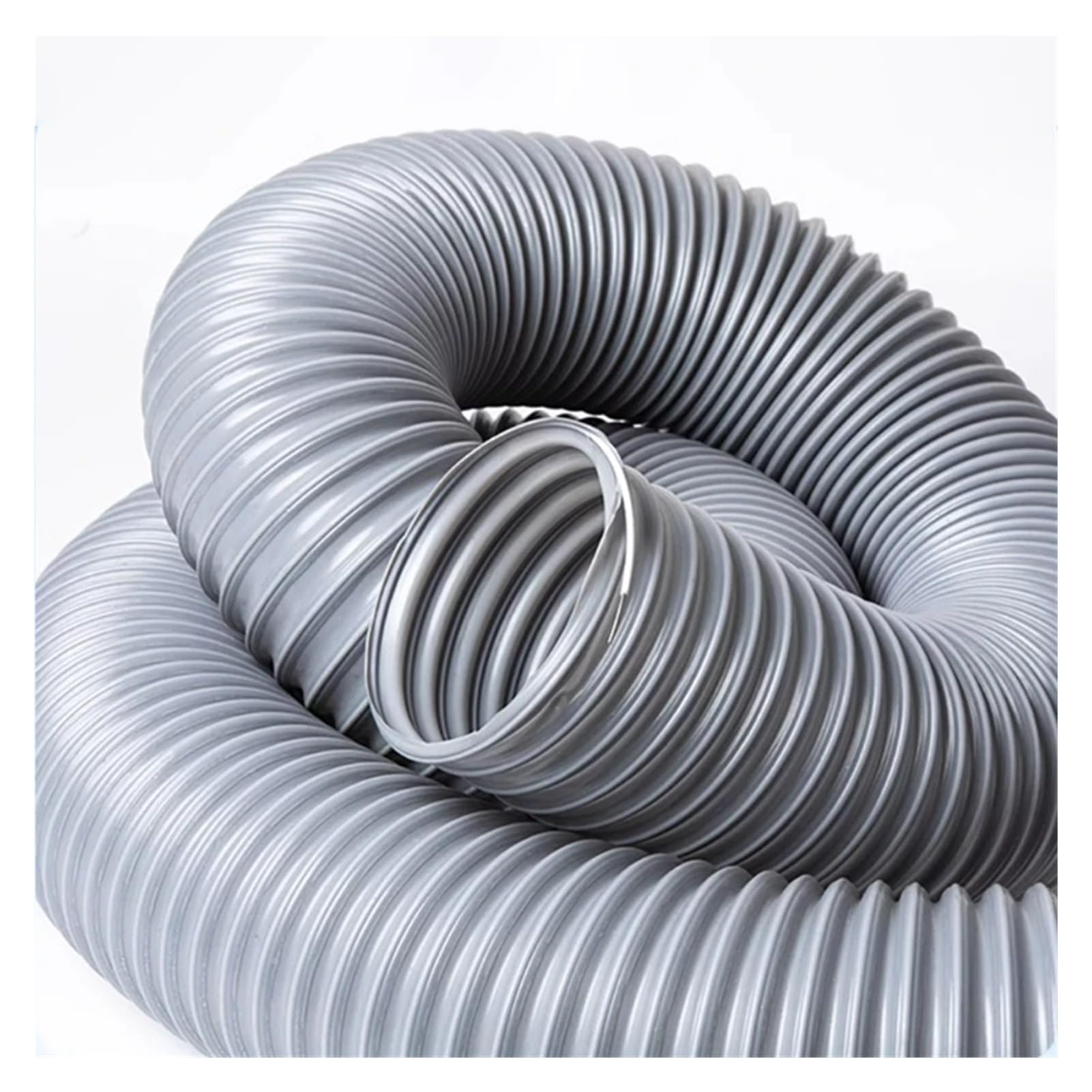 Tubo corrugato in filo di acciaio grigio PVC, tubo flessibile for macchina for incisione con aspirazione statica, ventilazione, diametro interno 30-100 mm(3 Meter,Inner Diameter 70mm)