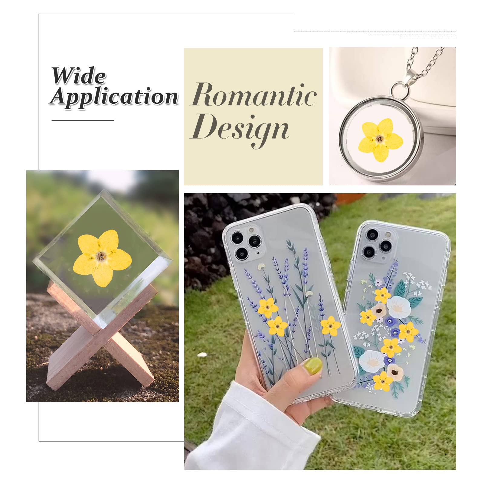 Fiori secchi pressati non ti scordar di me per stampo in resina, 60 fiori secchi gialli naturali con forcipe per gioielli in resina, candele, biglietti, decorazioni fai da te per nail art e fiori