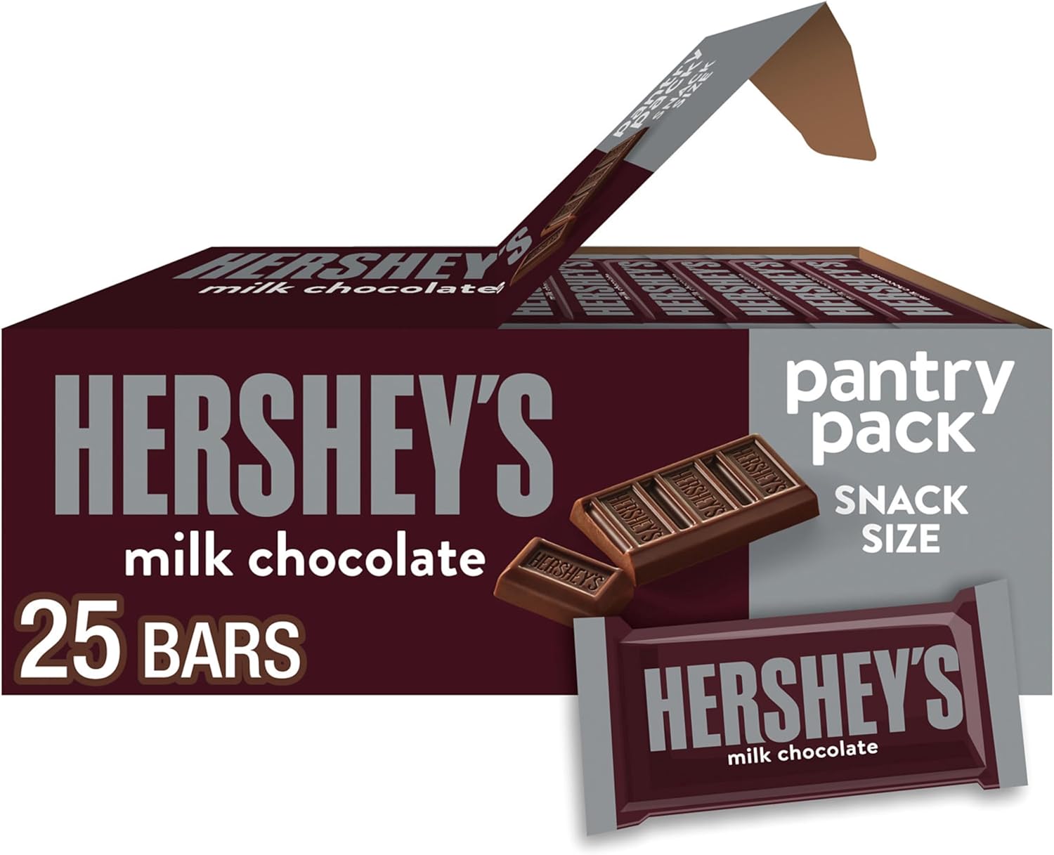 HERSHEY'S Milk Chocolate Snack Size, Candy Bars, Halloween Candy, 11.25 oz (25 Pieces)