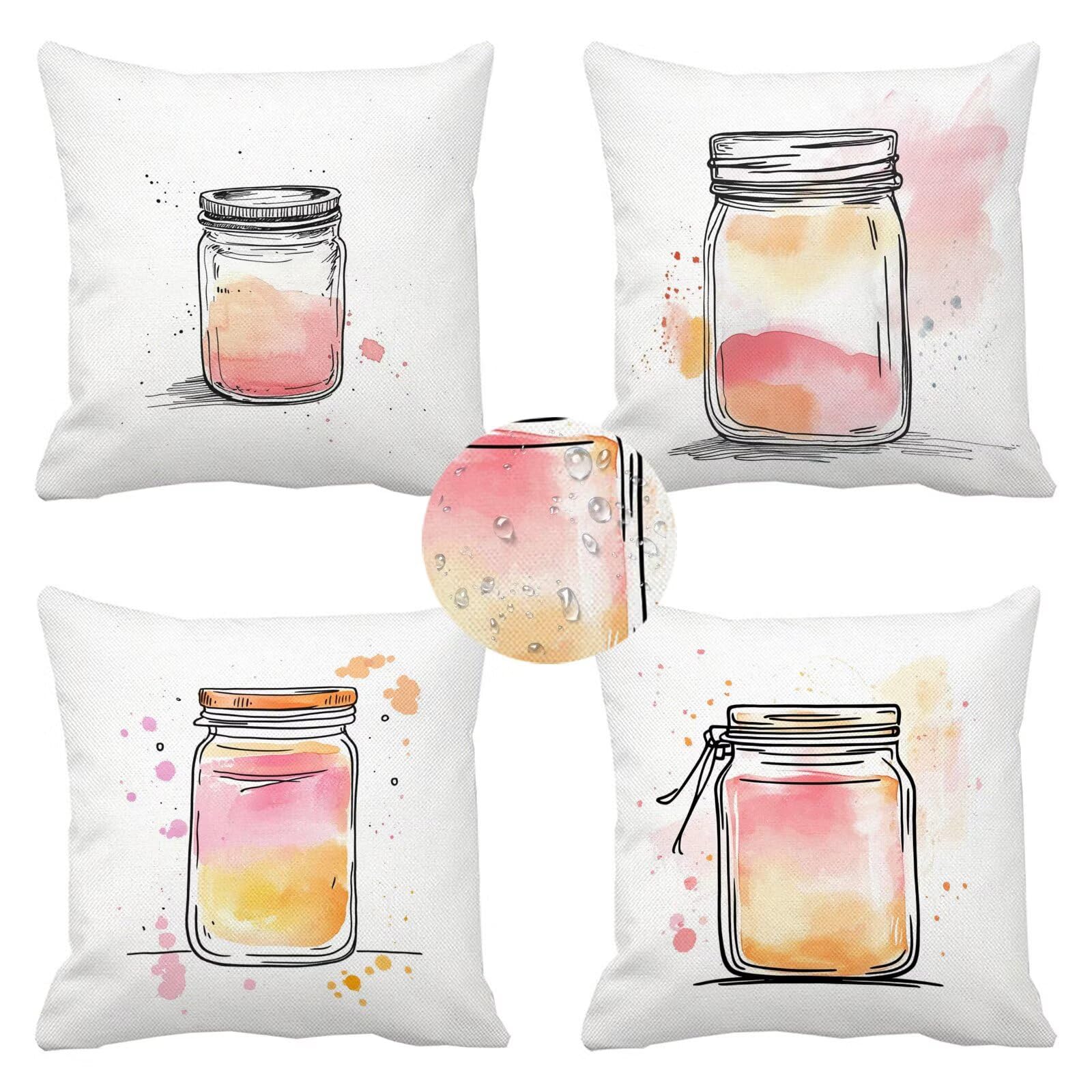 Taie oreiller de canapé 70x70 étanche rose avec fermeture éclair invisible