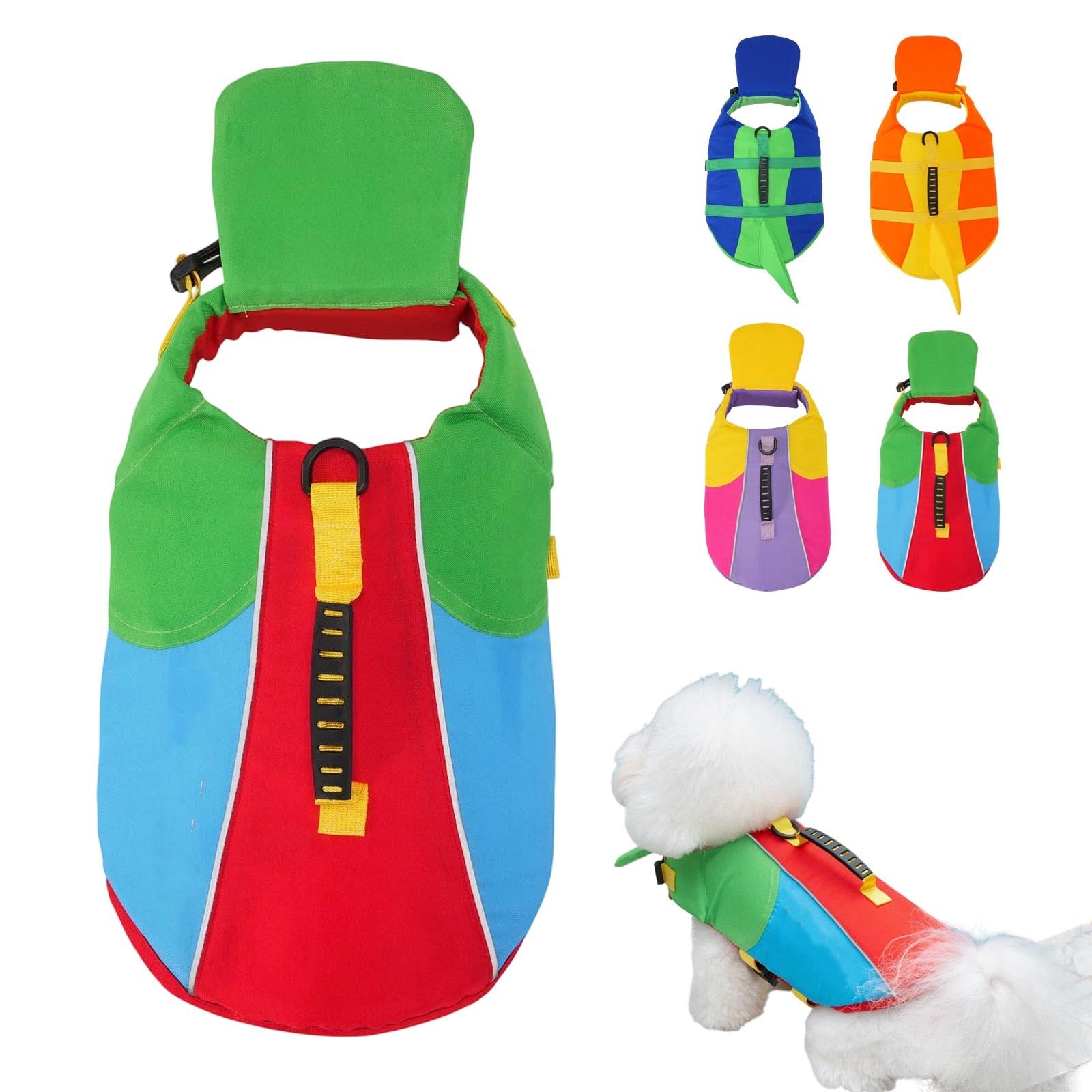 Dog Life Vest with Chin Float, Puppy Safety Jacket for Swimming Pool Beach Boating, Training Flotation Vest with Rescue Handle & Reflective Strips for Small, Middle, Large Dogs