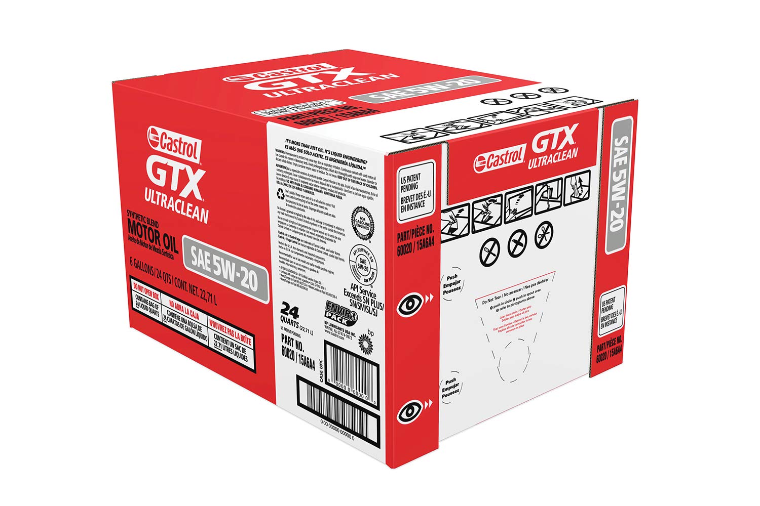 Amazon.com: Castrol 60020 GTX 5W-20 Conventional Motor Oil - 6 Gallon,  (Enviro-Pack) : Automotive