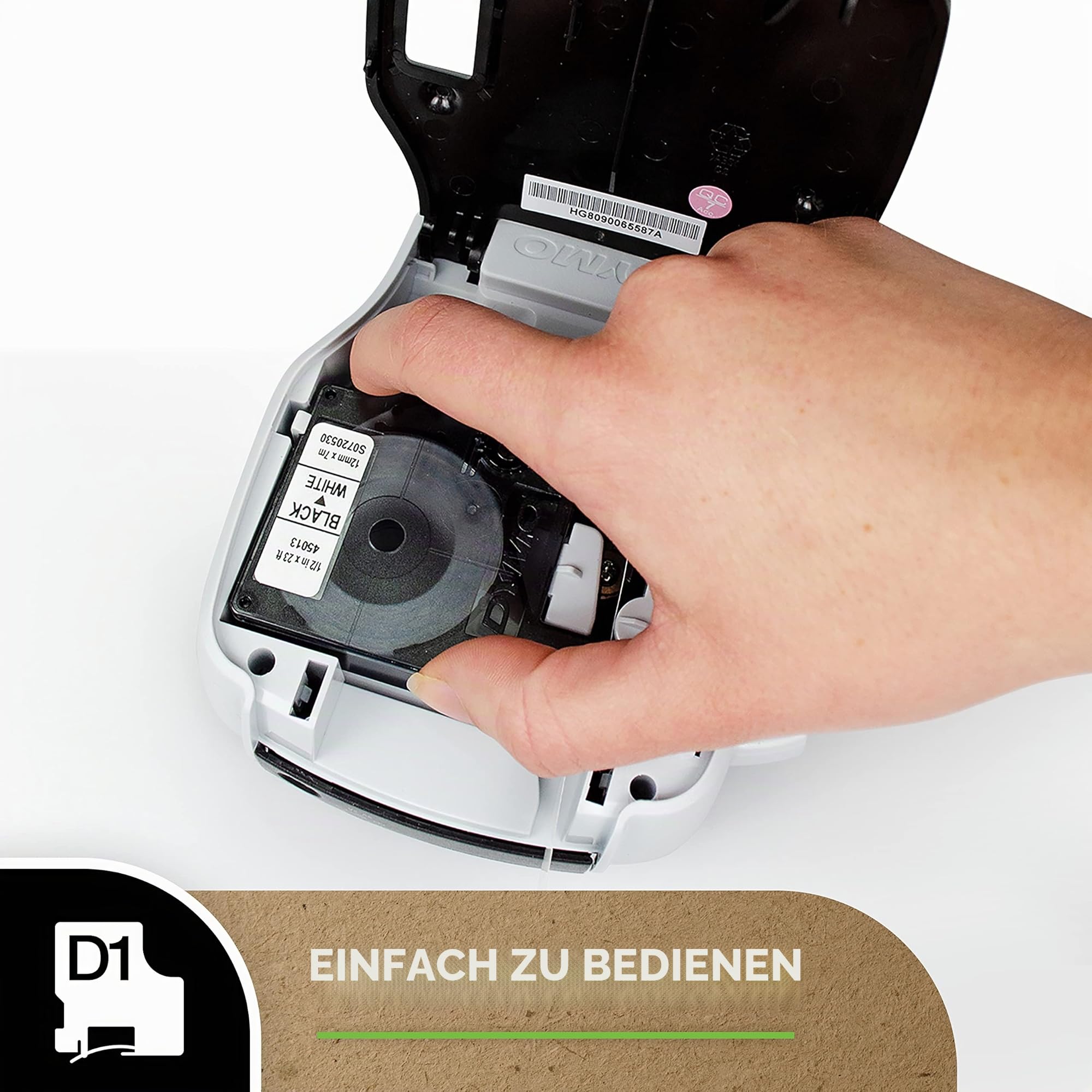 DYMO Original D1-Etikettenband | schwarz auf weiß | 12 mm x 7 m | selbstklebendes Schriftband| für LabelManager-Beschriftungsgerät