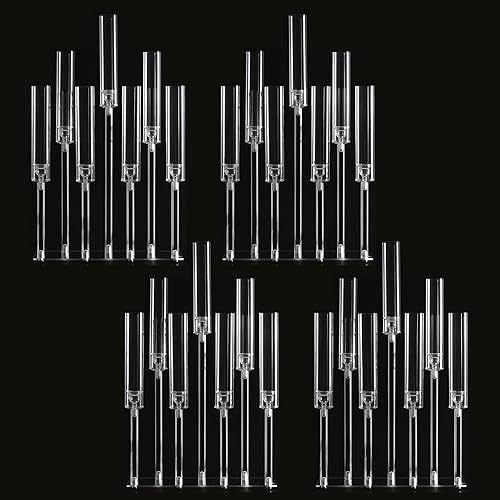 Miniatura 7 de VINCIGANT 4 juegos de portavelas acrílicos para mesa, 7 brazos transparentes, candelabros decorativos para velas de boda, regalo para candelabros