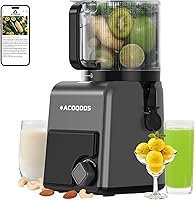 ACOQOOS 3-in-1 Cold Press Juicer: 6.5" Wide Chute, Sorbet Nut Milk Maker, BPA-Free Easy Clean 100oz Hopper Graphite Gray
