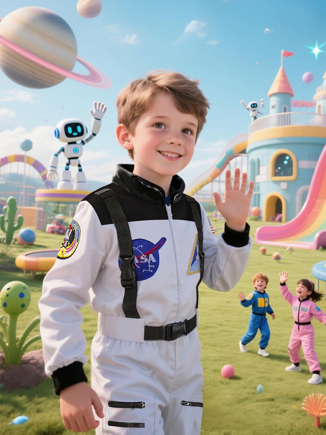 Cuteshower Kids Astronaut Costume for Boys Girls Space Jumpsuit - Image 4