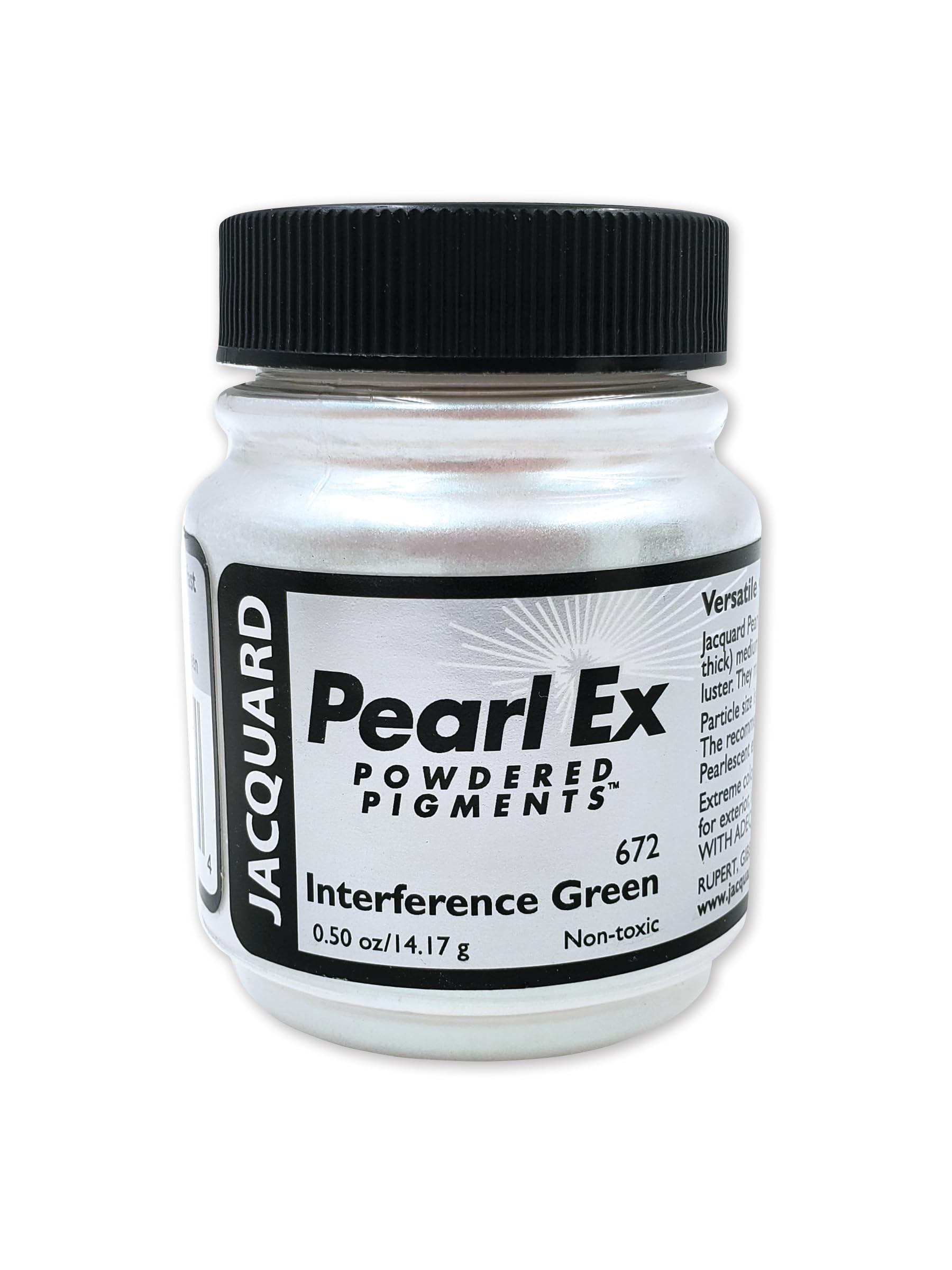 Jacquard Pearl Ex Pigment Powder 0.5 oz Interference Green - Loose Mica Powder for Epoxy Resin, Watercolors, Calligraphy Ink & Clay - Epoxy Pigment Powder - Epoxy Resin Color