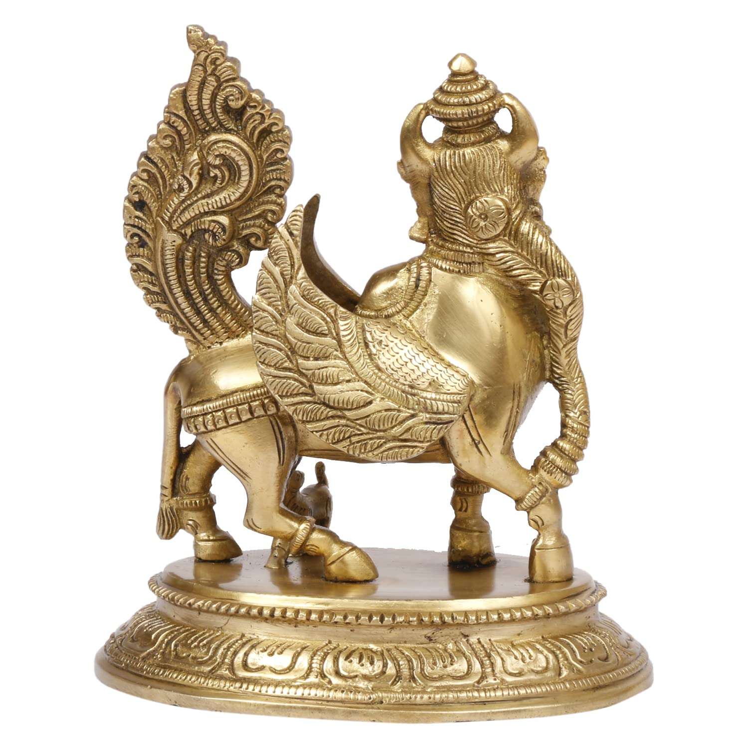 Kartique Brass Kamadhenu The Wish-Fulfilling Cow Idol Surabhi Statue for Home Decor Vastu Feng Shui Good Luck Marriage Couple Gift Height 6.5 Inch Gold Color - Image 5 thumbnail