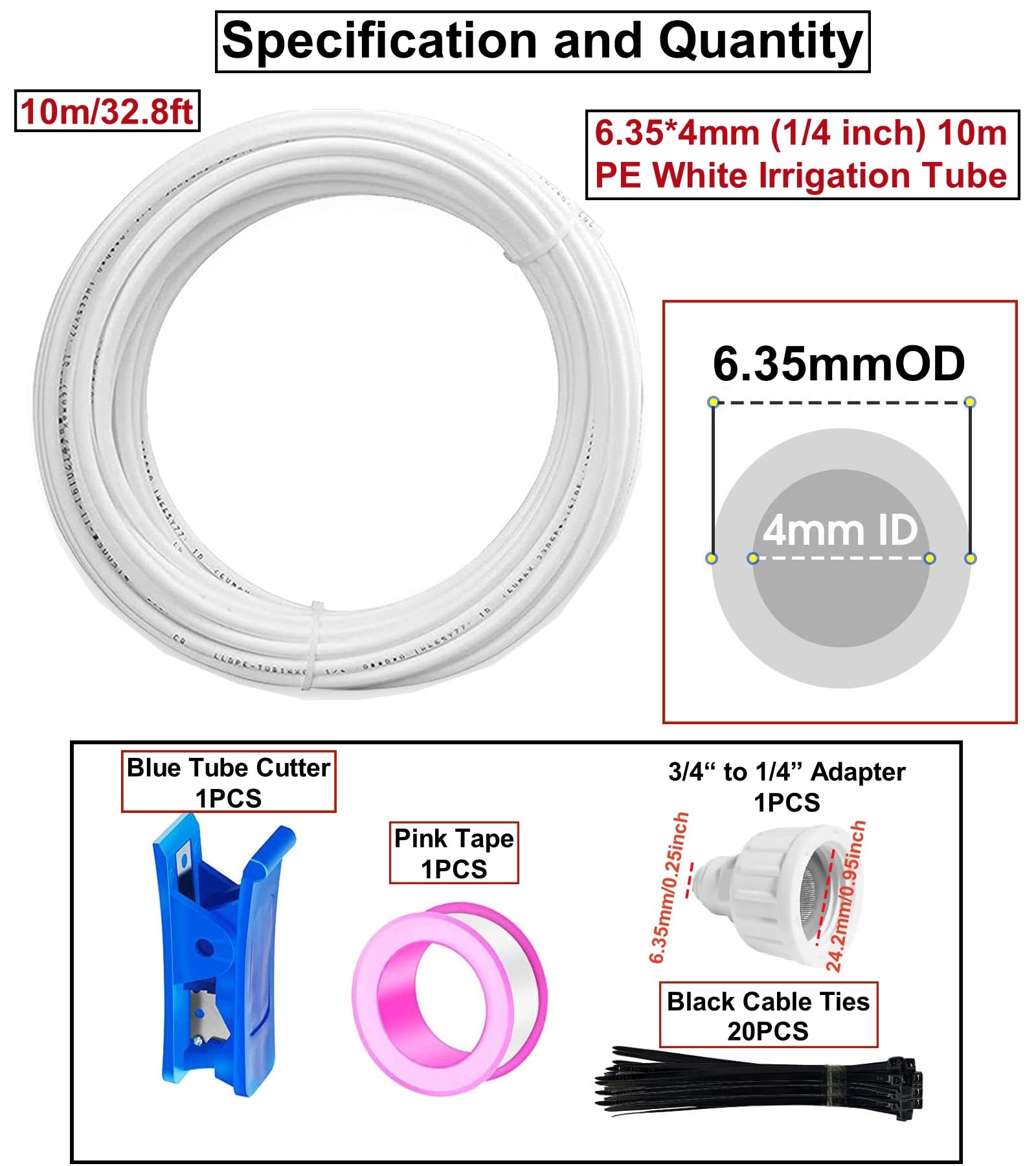 10m Kit d’Irrigation Système avec 10 Buses de Brume avec Joint en T,Système de Refroidissement parbrumisateur par Brouillard pour Jardin,Serre(Blanc