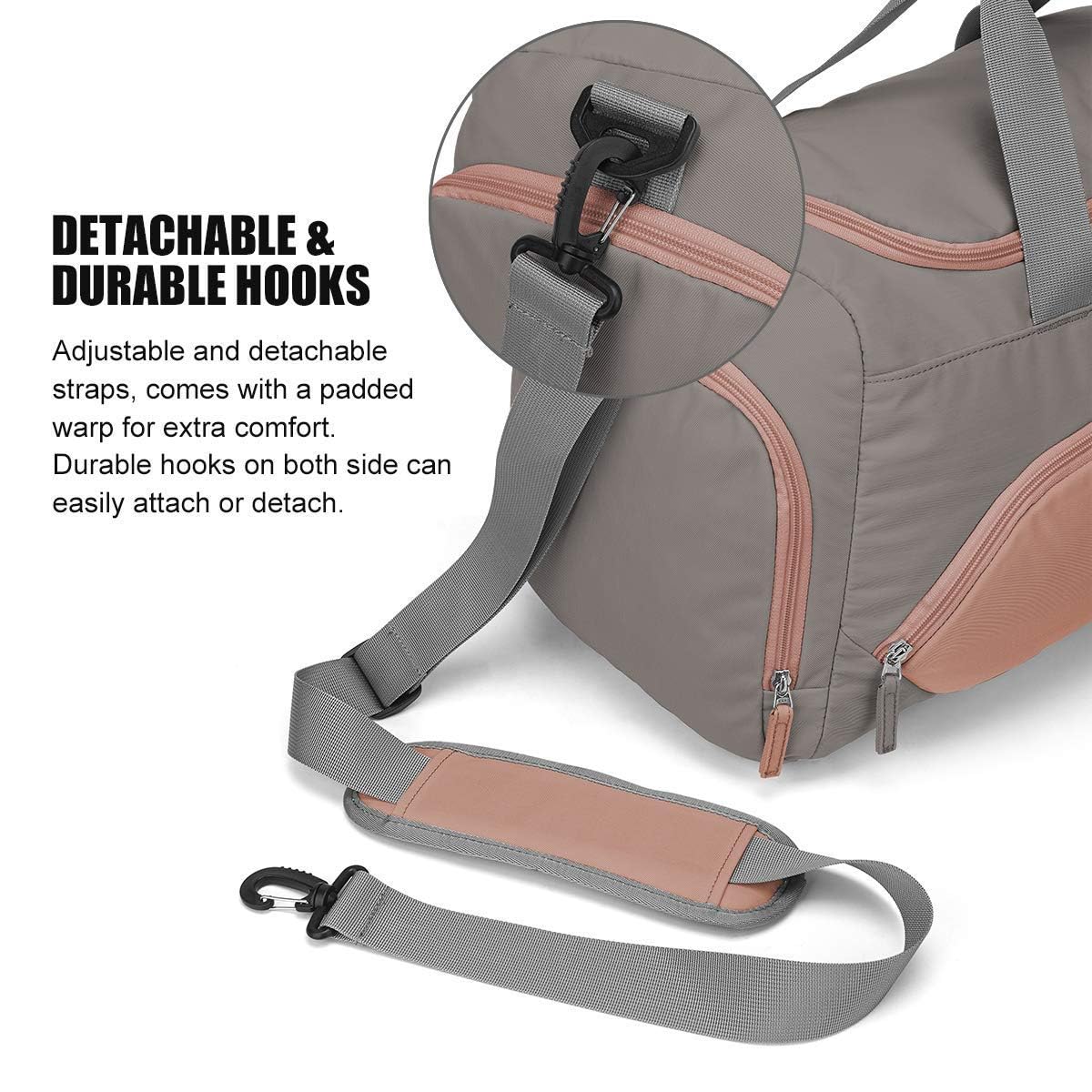 WindTook 40L Borsa Sportiva da donna Borsone Palestra Borsoni da Palestra con Scomparto Scarpe Borsone da Viaggio per Campeggio Nuoto Viaggio Palestra Sport Vacanza 53x27x27CM Rosa