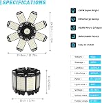 Lumière de garage - paquet de 4 260W 26000LM LED Feux de garage avec panneaux réglables 8+1 et Constant Drive, adapté pour E26/E27 Base, 6500K LED Lumières de magasin pour Entrepôt, Store, Salle de rangement