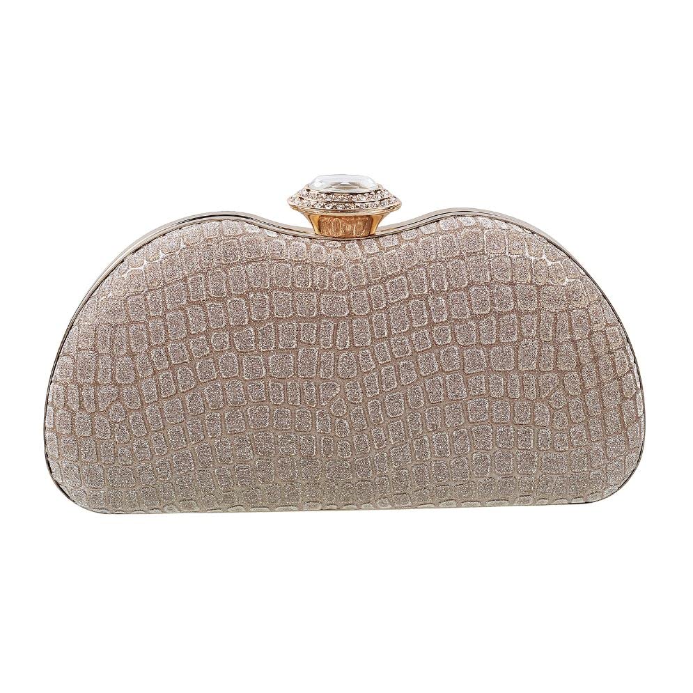 Image of Mochi Women Gold Fancy Clutch (38-7641)