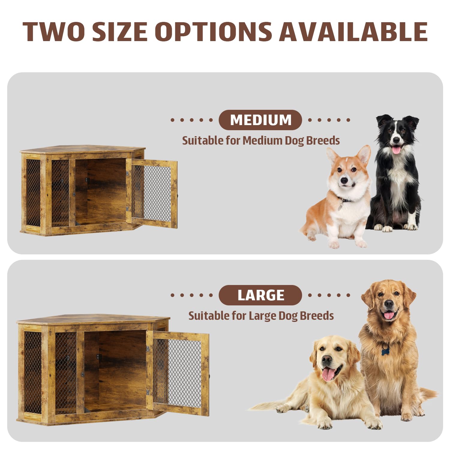 Amazon.com: PUKAMI 52inch Corner Dog Crate Furniture,Wooden Dog