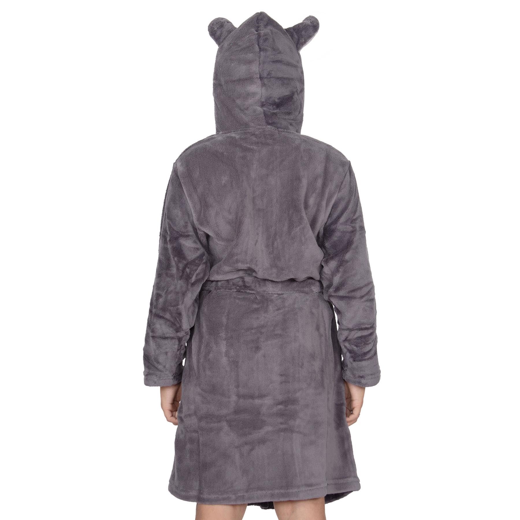 A2Z 4 Kids Accappatoi per ragazze e ragazzi alla moda con viso di rinoceronte, in morbido pile felpato, camicia da notte per bambini, con cappuccio, accappatoio con cappuccio, unisex, 3-14 anni