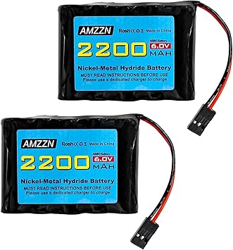 2PCS 6.0V 2200mah AA NiMH Battery with Hitec Connector for RC Car, Remote Control Receiver, RC Aircraft, Remote Control high Capacity Rechargeable Battery Pack