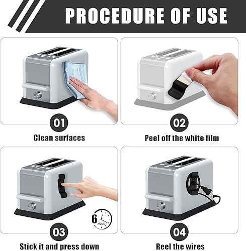 Miniatura 4 de Organizador de cables para electrodomésticos de cocina, 8 unidades de soporte de cable para electrodomésticos, envoltura de cable para